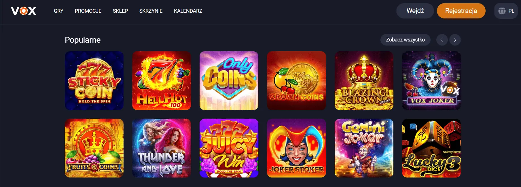 Banner promocyjny kasyna VOX Casino