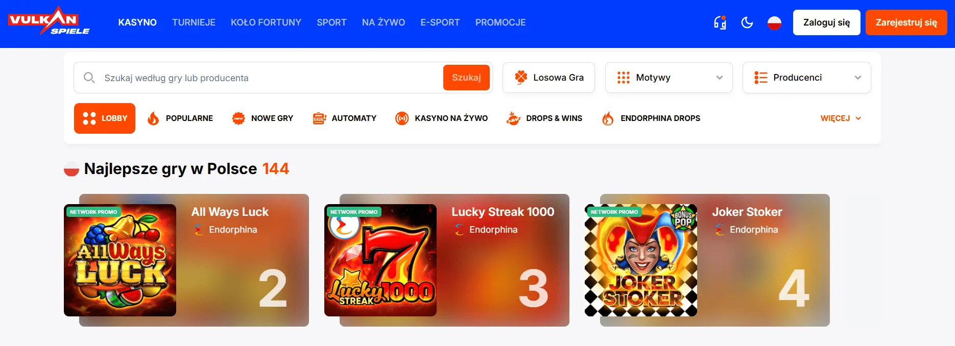 Logo kasyna online VulkanSpiele na ciemnym tle